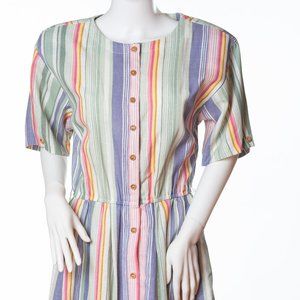 Gorgeous Vintage Striped Pastel Shirtdress by Petrina and Company